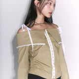 フックオフショルダーブラウス[mustard]