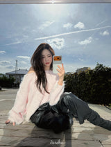 Angora wide shoulder loose fit knitwear