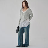 [Jayden] Deep V-Neck Long-Sleeve Knit - 3 Colors