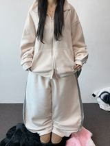 ボヘミアン サイドトラック フリース バルーンロングパンツ🖤 3カラー