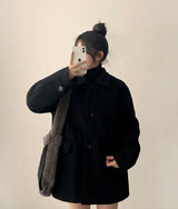 Is-neck buckle point quilted half coat