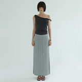 [Cheminte] Shirred Twist Asymmetric Off-Shoulder Sleeveless Top - 3 Colors