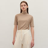 HALF TURTLE-NECK T SHIRT BEIGE
