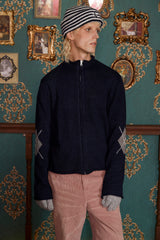 ARGYLE ZIP-UP KNIT / NAVY
