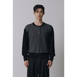 Layered wool knit cardigan(Black)