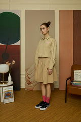 キャンパスラバーベージュクロップシャツ[For women]