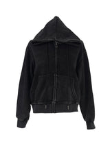 バックキュービックセミクロップフード付きジップアップ