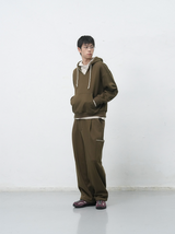 stitch cargo sweat pants - khaki        