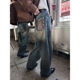 [Unisex] バックレザーポケットワイドパンツ