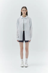 KIRSH PLAIN SEE THROUGH LOOSE FIT SHIRT - SKY 