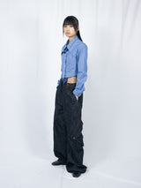 Crop Double Collar Shirts (Sky Blue)