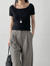 Jelly boat neck short sleeve t-shirt