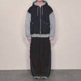 layered deconstructed zip-up hoodie_blue