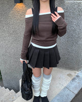 Wool pleated pants skirt