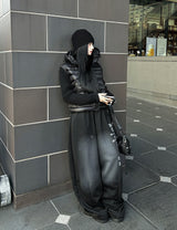 Dark gray dust washing pants