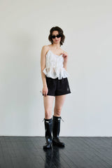 RIBBON JERSEY TRACK MICRO SHORTS / BLACK