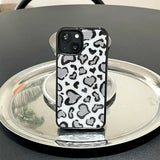 [MADE][Glass Bumper Case] Heart Leopard Drawing Case ⋆ Light Gray
