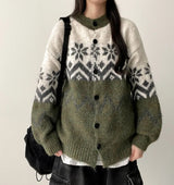 Denby snowflake Nordic button knit cardigan