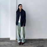 Seamed Washed Wide-Leg Jeans