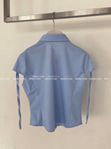 sleeve ribbon line short-sleeved shirt