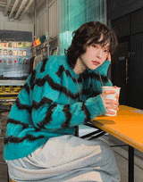 ファーリーストライプモヘアニット
