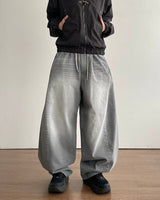 Cement Curved Denim Pants