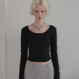 C BASIC U-NECK T-SHIRT_BLACK