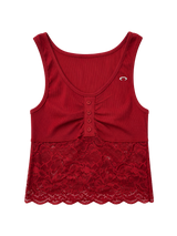 レース ショート スリーブレス[BURGUNDY]