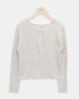 Maem Floral Waffle Henley Neck Long-Sleeve Top