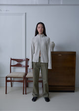 Zen High Neck Cardigan (Ash Cream)