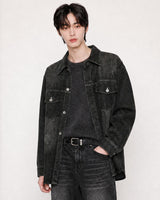 (UNISEX) Scratch Denim Shirts Jacket