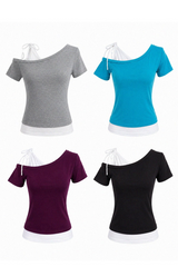 DUAL-TONE ASYMMETRY TEE (4COLORS!)