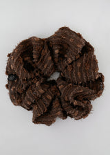 Lace Flower Stripe Scrunchie_Large_Brown