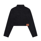 BLACK LOOSE FIT CROPPED DENIM JACKET code 20003