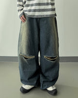 Limit destroyed wide denim pants