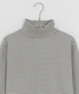 Hokam Brushed Stripe Frill Turtleneck Tee