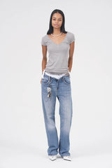That's neat - Low-Rise Distressed Lightweight Denim Jeans