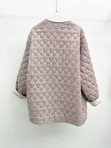 Kitsch look Embroidered Patch Quilted Duffle Coat