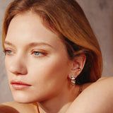 gold pyramid glam stud 14k gold plating + 925 silver earrings E067-02G