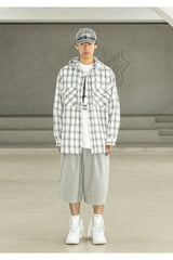 RELAX LEATHER ORNAMENT HOODY CHECK LONG SHIRTS MSFST002-BK