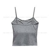 Fake button ribbed cap sleeveless (with cup)