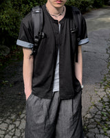 Moment Check Roll-Up Short Sleeve Cardigan