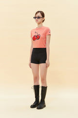 SIGNATURE BIG CHERRY CROP T-SHIRT - LIGHT ORANGE