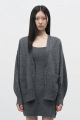 balloon sleeve loose fit cardigan