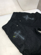 スタッズクロスワイドデニムパンツ