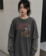 26FW★ロックスター キャット レイヤード ピグメント ロングスリーブ
