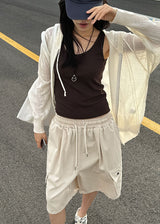 MESH KNIT HOOD ZIP-UP