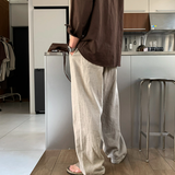 No-Mace Back Banding Two-Tuck Linen Wide Pants