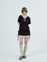 eyelet lace hood op / brown