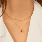 gold crimson solitaire 14k gold plating + 925 silver necklace N071-03G